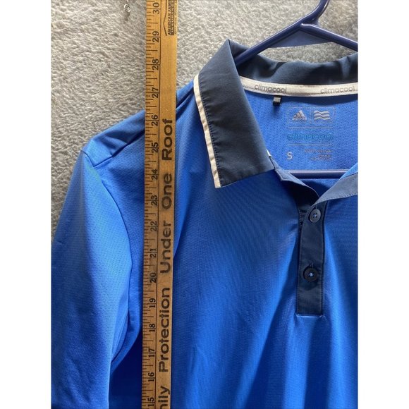 ADIDAS Climacool Mens S Electric & Navy Blue 1/4 Button Up POLO SHIRT - Picture 4 of 5